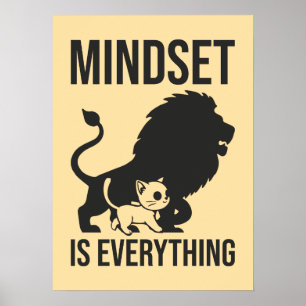 Poster L'état d'esprit est tout - Chat Lion Motivational