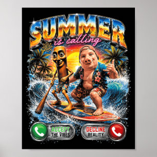Poster L'été appelle Tung Tung Sahur Surfing Meme