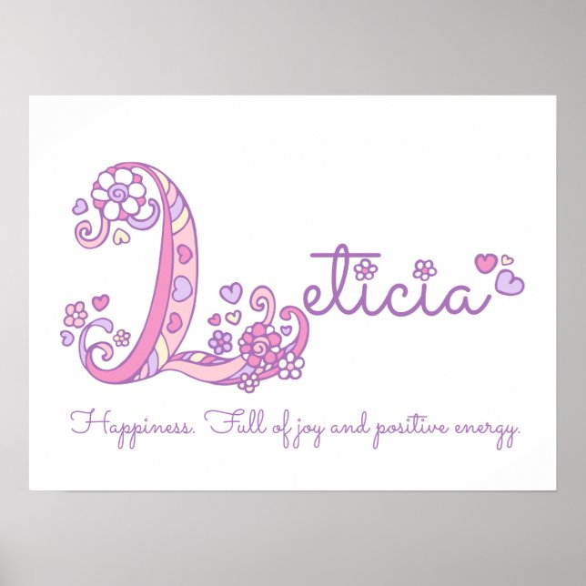 Poster Leticia initiale L doodle coeur signification du n (Devant)