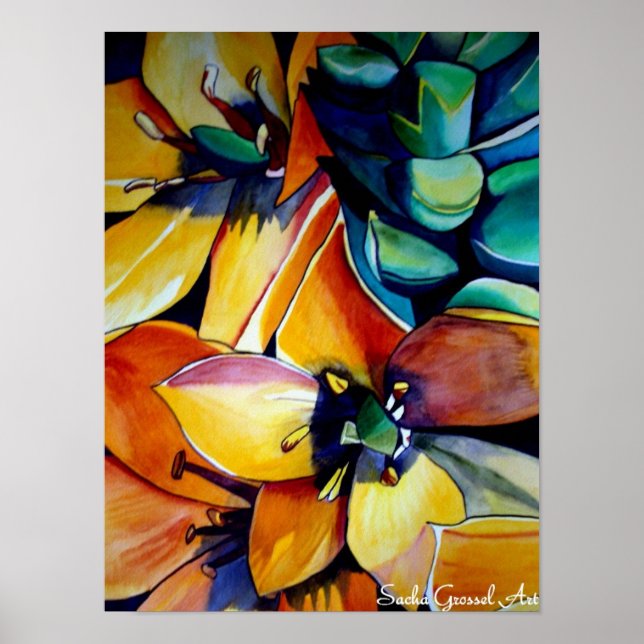 Poster L'étoile jaune de Bethléem l'aquarelle de fleurs (Devant)