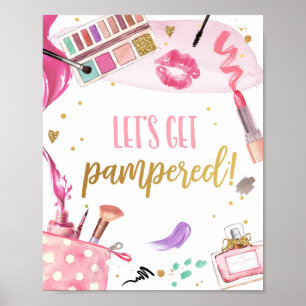 Poster Let's Get Pampered Spa Party Makeup Glamour Girl P