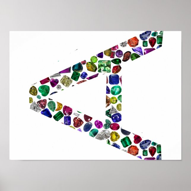 Poster LETTER-A, made with Gemstones (Devant)