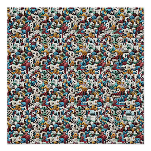 Poster LETTER R STEREOGRAM 20"x20", Semi-Gloss, No Frame (Devant)
