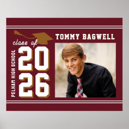 Poster LETTERMAN GRAD school colors MAROON 