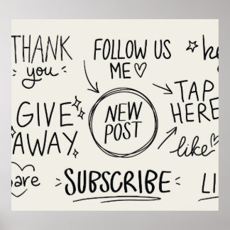 Poster Lettrage à la main : Jeu de Doodles Vintage.