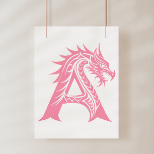 Poster Lettre A de style dragon, Alphabet Dragon, Monogra