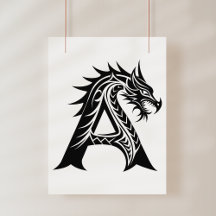 Lettre A de style dragon, alphabet du dragon, mono