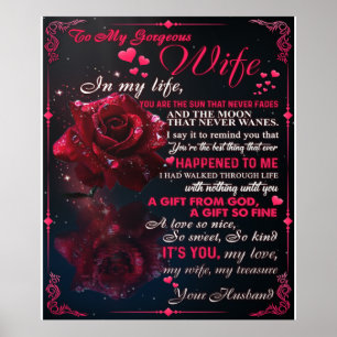 Poster Lettre À Mon Cadeau Femme, Couple Love Cadeau Mari