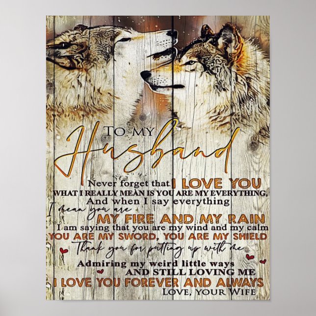 Poster Lettre À Mon Mari, Belle Citations Cadeau (Devant)
