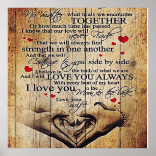 Poster Lettre à mon mari Lovely To My Husband Cadeau