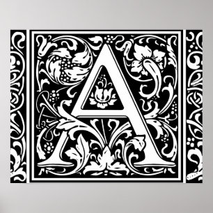 Poster Lettre A Monogramme Médiéval Art Nouveau