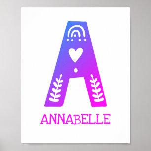 Poster Lettre A Nom Monogramme Enfants