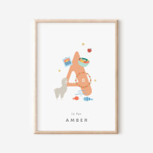Lettre A personnalisée Alphabet mignonne Nursery