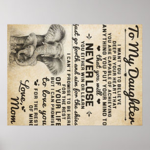 Poster Lettre adorable à la fille   Bel cadeau
