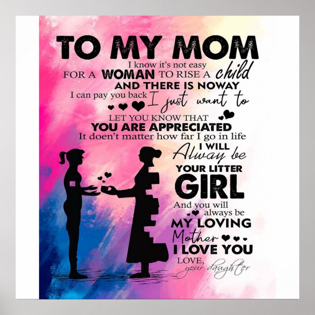 Poster Lettre adorable à maman | Joli cadeau à ma mère (Devant)