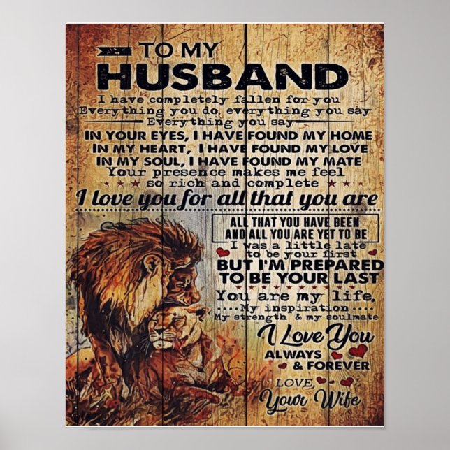 Poster Lettre adorable au mari | Joli cadeau à mon homme (Devant)