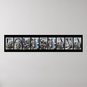 Poster LETTRE alphabet LOUISIANA Nom Art