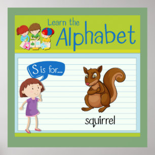 Poster LETTRE Alphabet S Est Pour Écureuil