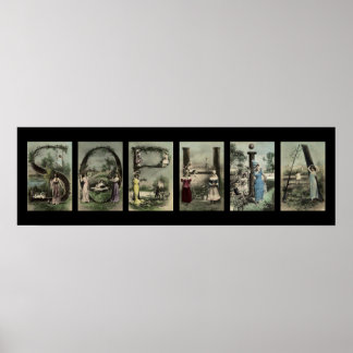 Poster Lettre alphabet vintage Nom Art