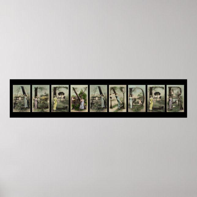 Poster Lettre alphabet vintage Nom Art (Devant)