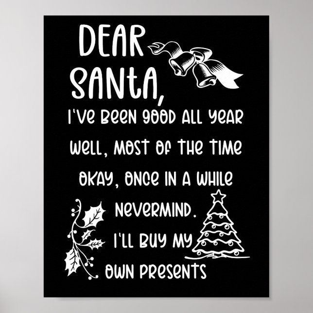 Poster Lettre amusante à Père Noël Noël cadeaux de Noël (Devant)