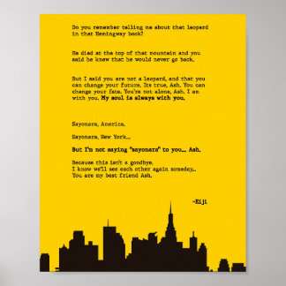 Poster Lettre aux poissons de banane de cendre