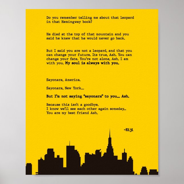 Poster Lettre aux poissons de banane de cendre (Devant)