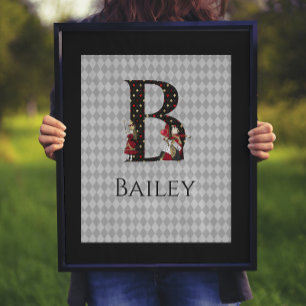 Poster Lettre B de la Reine des Coeurs et Alice de Wonder