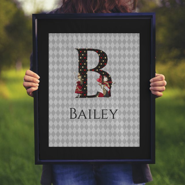 Poster Lettre B de la Reine des Coeurs et Alice de Wonder (Créateur téléchargé)