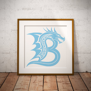 Poster Lettre B de style dragon, Alphabet Dragon, Monogra