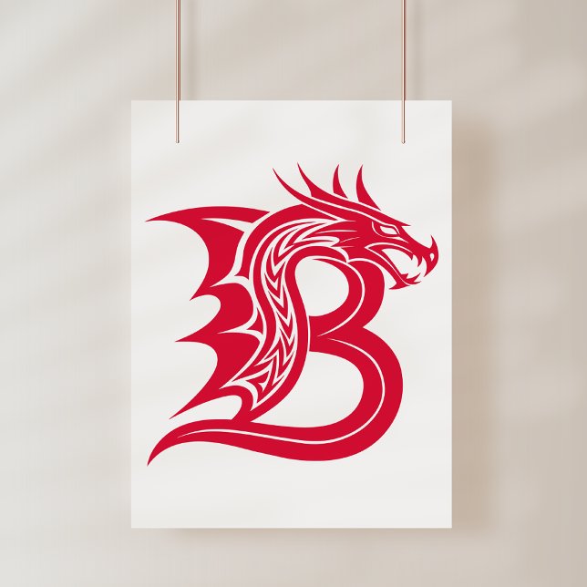 Poster Lettre B de style dragon, Alphabet Dragon, Monogra (Créateur téléchargé)