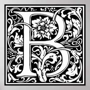 Poster Lettre B Monogramme Art Nouveau Médiéval