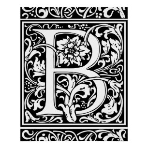 Poster Lettre B Monogramme Art Nouveau Médiéval