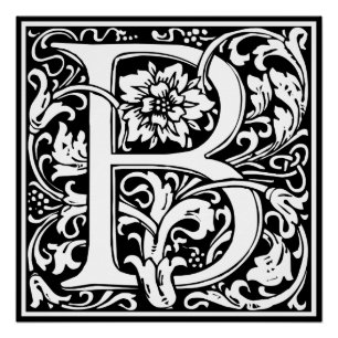 Poster Lettre B Monogramme médiéval Art Nouveau