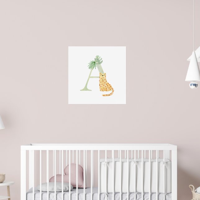 Poster LETTRE BÉBÉ POUR ENFANTS A Tigre Monogramme Nurser (Pépinière 2)
