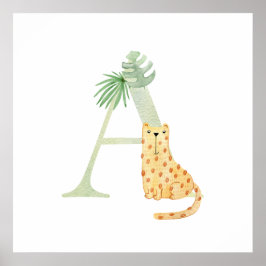 Poster LETTRE BÉBÉ POUR ENFANTS A Tigre Monogramme Nurser