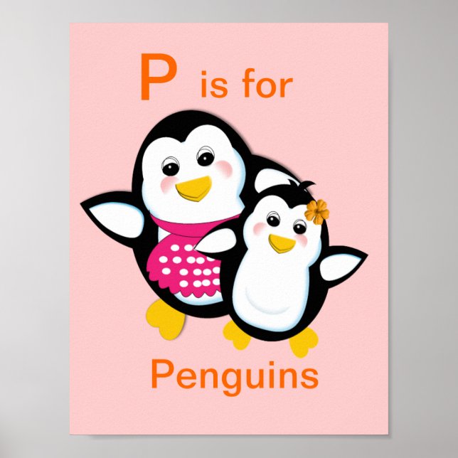 Poster LETTRE BONNE MÈRE ET BAIN PINGOUIN Alphabet P (Devant)