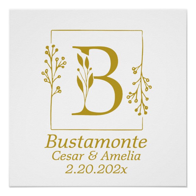 Poster Lettre botanique moderne B Personnalisée (Devant)