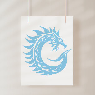 Poster Lettre C de style dragon, alphabet du dragon, mono