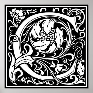 Poster Lettre C Monogramme médiéval Vintage