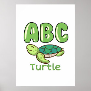 Poster LETTRE CLÉ TORTUT Lover Alphabet ABC Tortue
