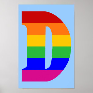 Poster Lettre D d'arc-en-ciel