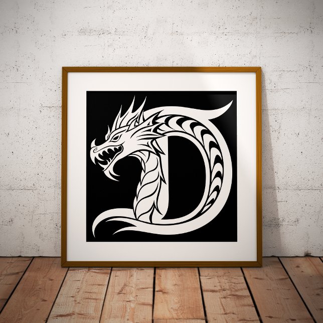 Poster Lettre D de style dragon, alphabet dragon, monogra (Créateur téléchargé)