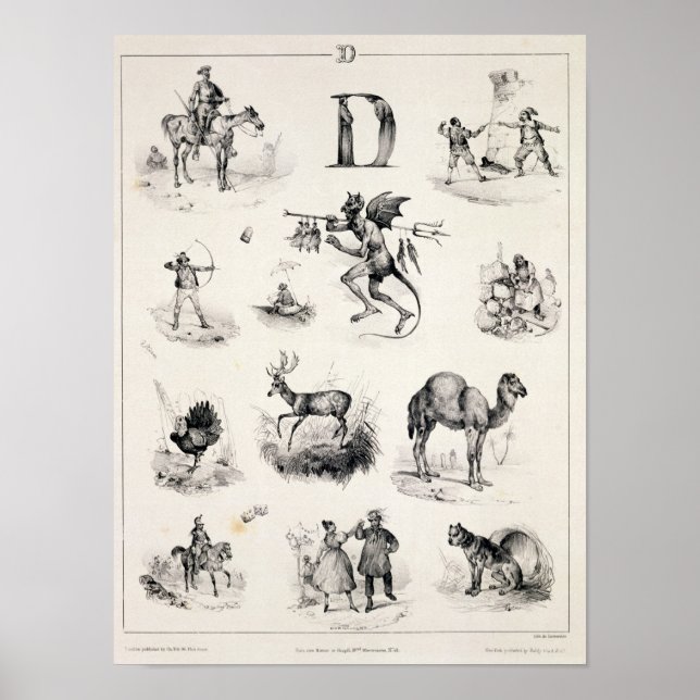 Poster Lettre D d'un alphabet, 1832 (Devant)