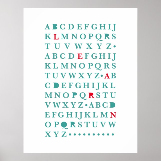 Poster Lettre d'apprentissage Alphabet Typographie modern (Devant)