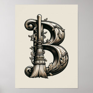 Poster Lettre de chambre de sorcière B personnalisée init