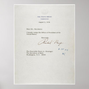 Poster Lettre de démission de Richard M. Nixon 1974
