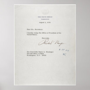 Poster Lettre de démission du Président Richard M. Nixon