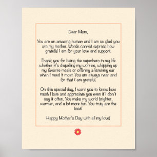 Poster Lettre de la Fête des Mères personnalisée