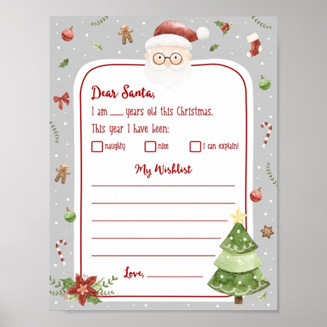 Poster Lettre de liste de Noël (Devant)